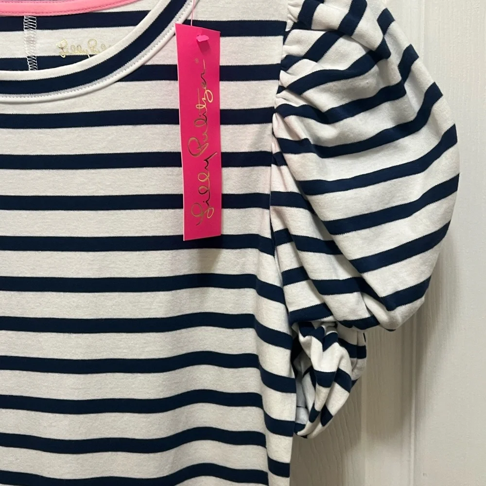 NWT XS LILLY PULITZER Anabella Dress High Tide Navy Perfect Stripe - Picture 11 of 12
